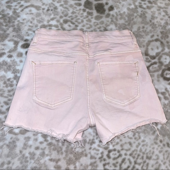 EXPRESS | Women’s Blush High Rise Denim Fitted Shorts Size 4 - Picture 2 of 6